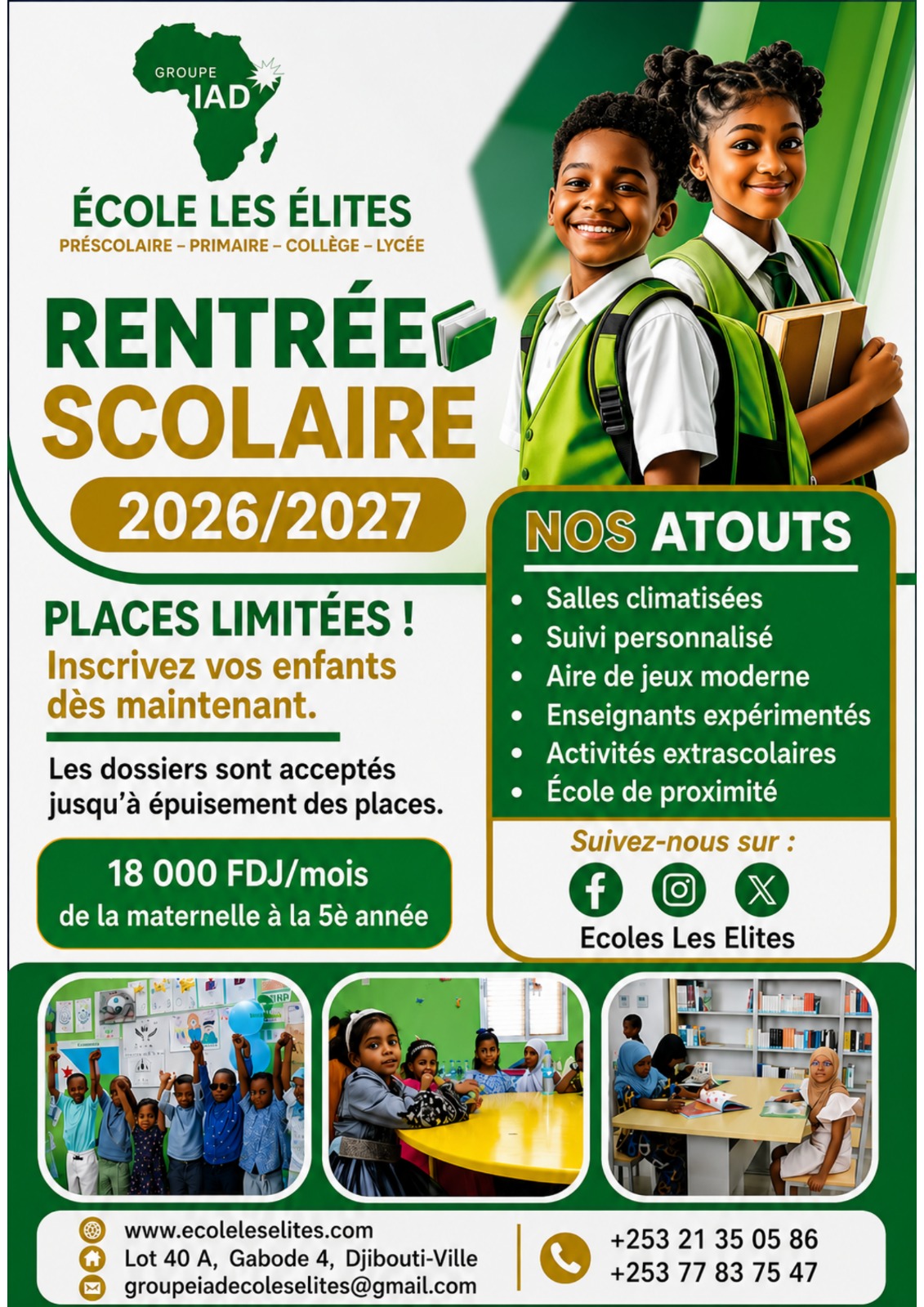Affiche de la rentrée scolaire 2026-2027 – École les Élites
